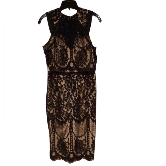Lulus Smokin' Haute Tan and Black Lace Dress sized medium - Picture 1 of 5